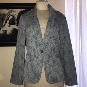 SOHO Chambray Blue Lace Print Jacket 2X